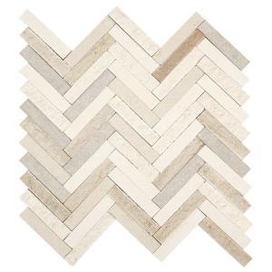 Premier Accents Beige Blend Chevron 10 In X 12 In X 8 Mm Stone Mosaic Tile Pa79chevccms1p 304487271